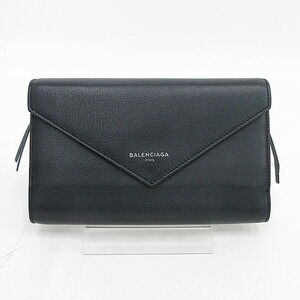 BALENCIAGA Paper Money Long Wallet Black Leather
